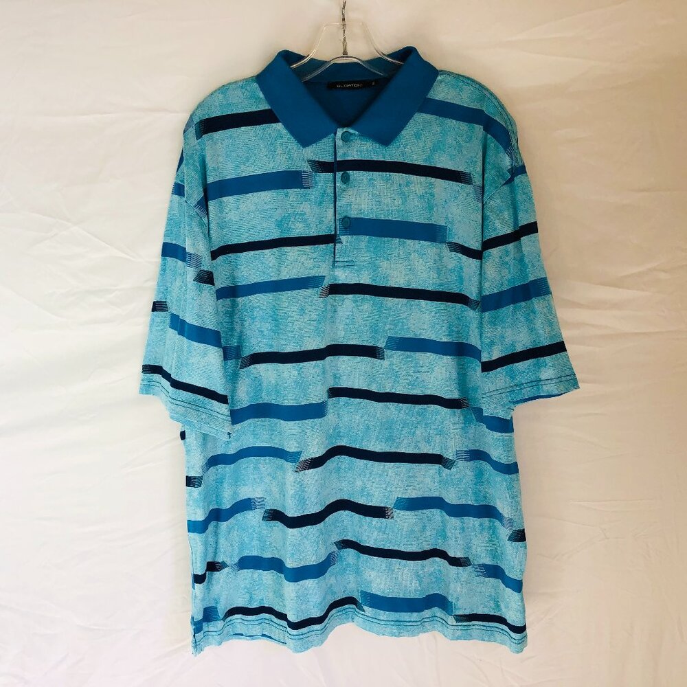 Bugatchi Men's Size 2XL Blue Geometric Polo Shirt
